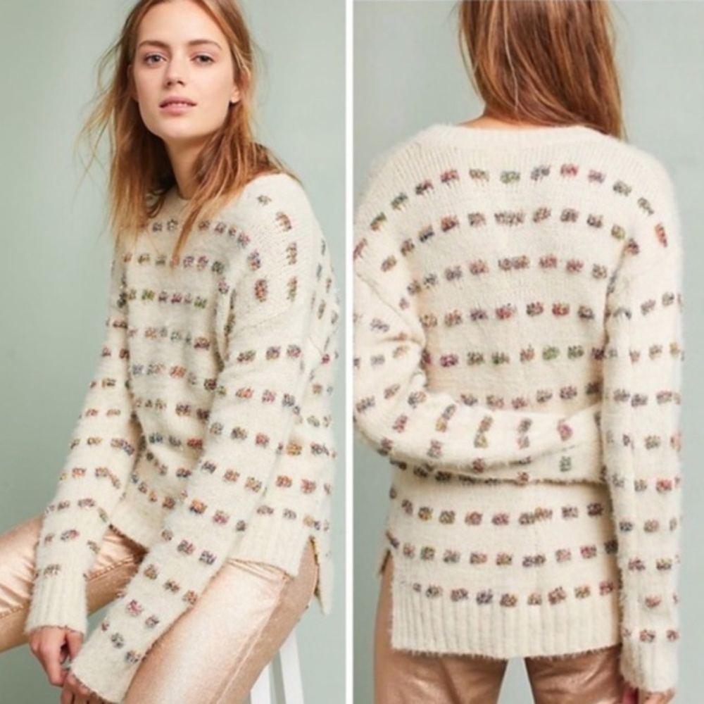 Anthropologie Moth Metallic Check Sweater S